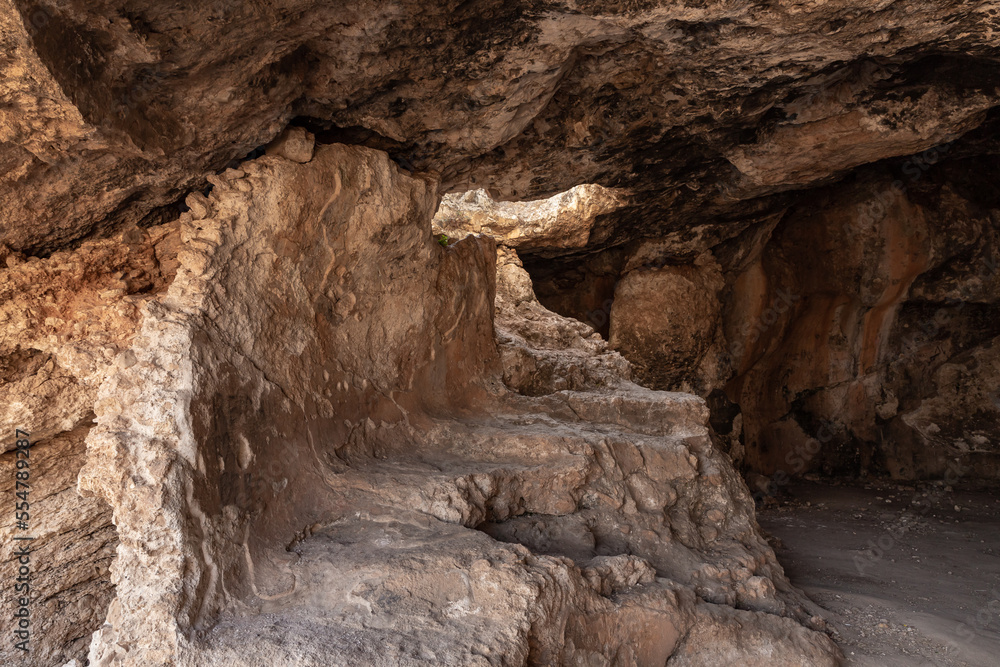 The cave where the primitive people lived in Tel Yodfat National park, in northern Israel The cave where the primitive people lived in Tel Yodfat National park, in northern Israel