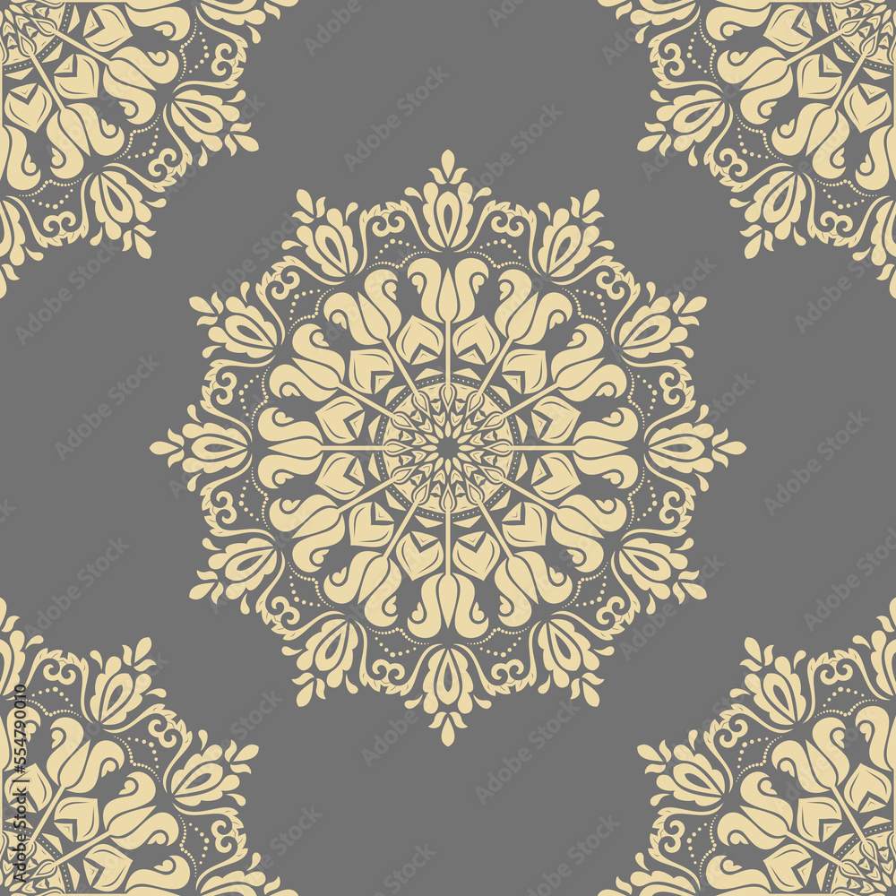 Orient classic gray and golden pattern. Seamless abstract background with vintage elements. Orient background. Ornament for wallpaper and packaging