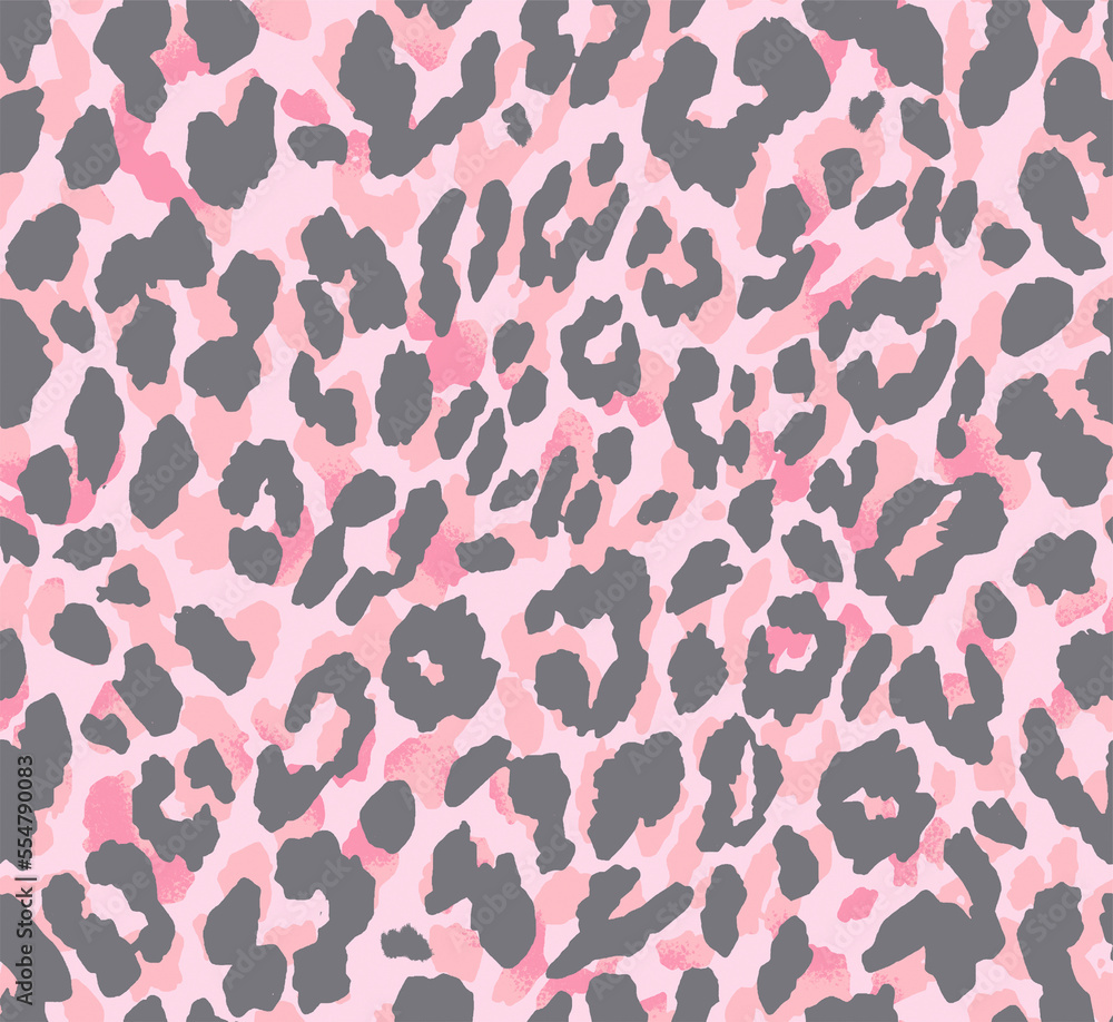Leopard pattern design funny drawing seamless pattern. Lettering poster or T-shirt textile graphic design wallpaper, wrapping paper.