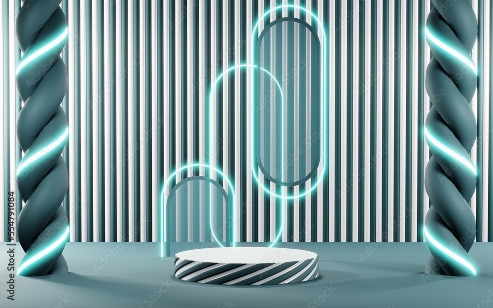 3D render of Podium background in blue tones for displaying cream products. cosmetics 3D render of Podium background in blue tones for displaying cream products. cosmetics