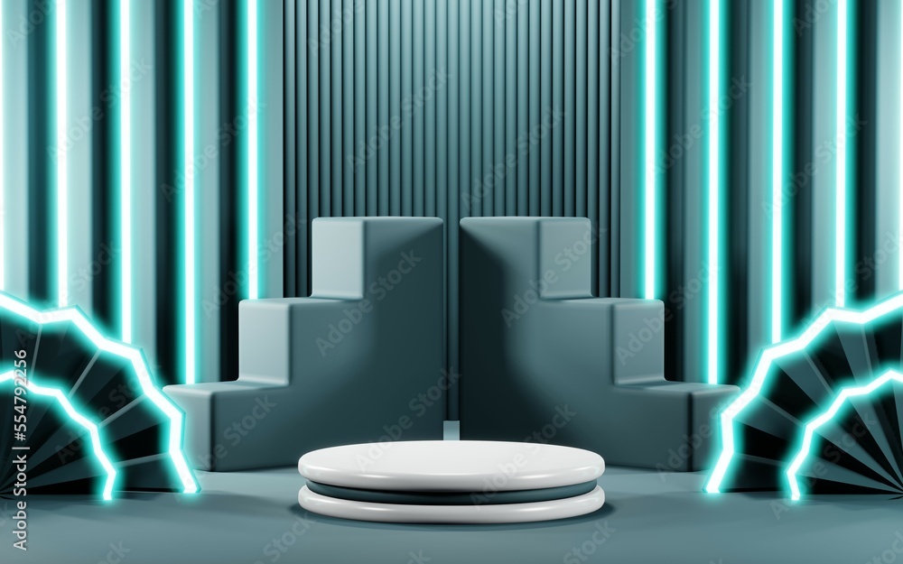 3D render of Podium background in blue tones for displaying cream products. cosmetics 3D render of Podium background in blue tones for displaying cream products. cosmetics