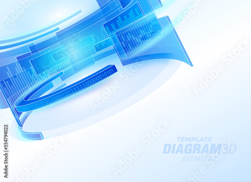 Background 3d diagram chart news circles flying transparent element style blue color vector