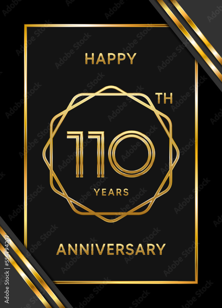 110th Anniversary. Anniversary Template Design With Golden Text, Vector Template Illustration 110th Anniversary. Anniversary Template Design With Golden Text, Vector Template Illustration