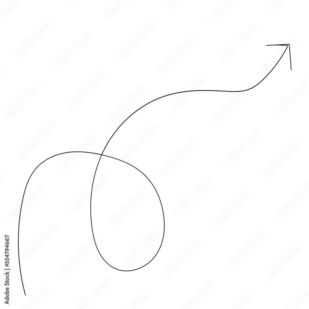 Twisted arrow vector illustration in thin line design Twisted arrow vector illustration in thin line design