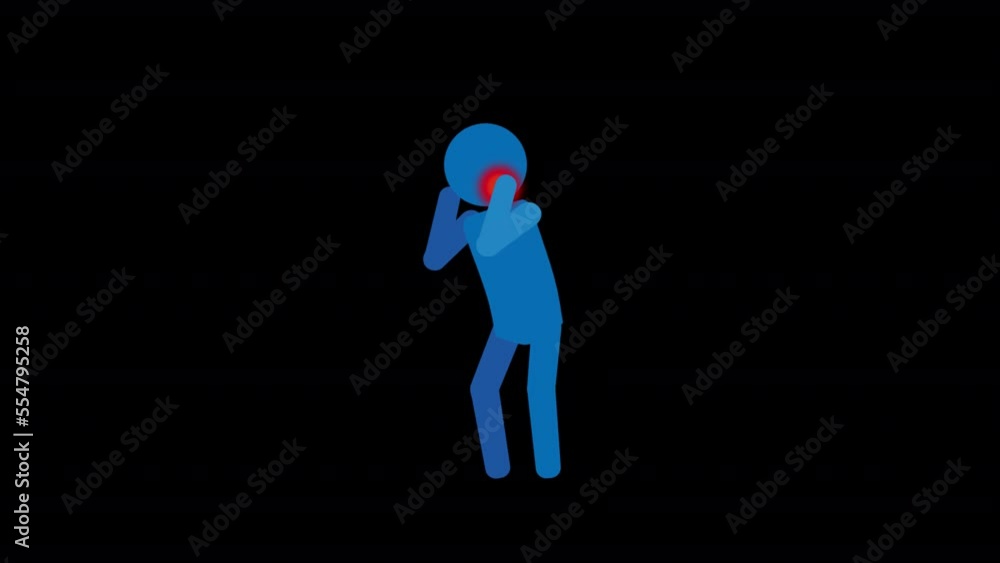 Pictogram of person with painful toothache Loop with alpha channel
