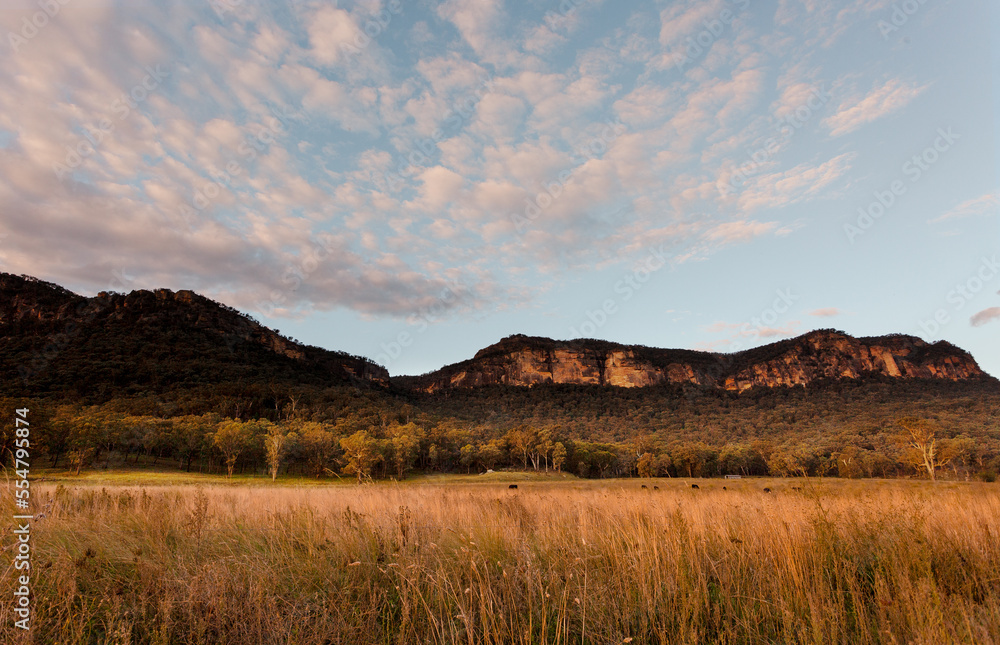 Valley to escarpment views rural Australia