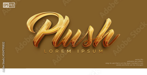 Plush 3d gold style editable text effect