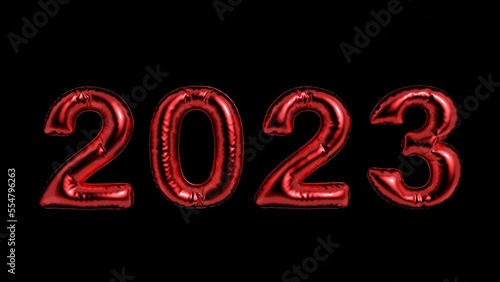 New year 2023 red balloons. Numbers Figures balloons, a design element. 3d render