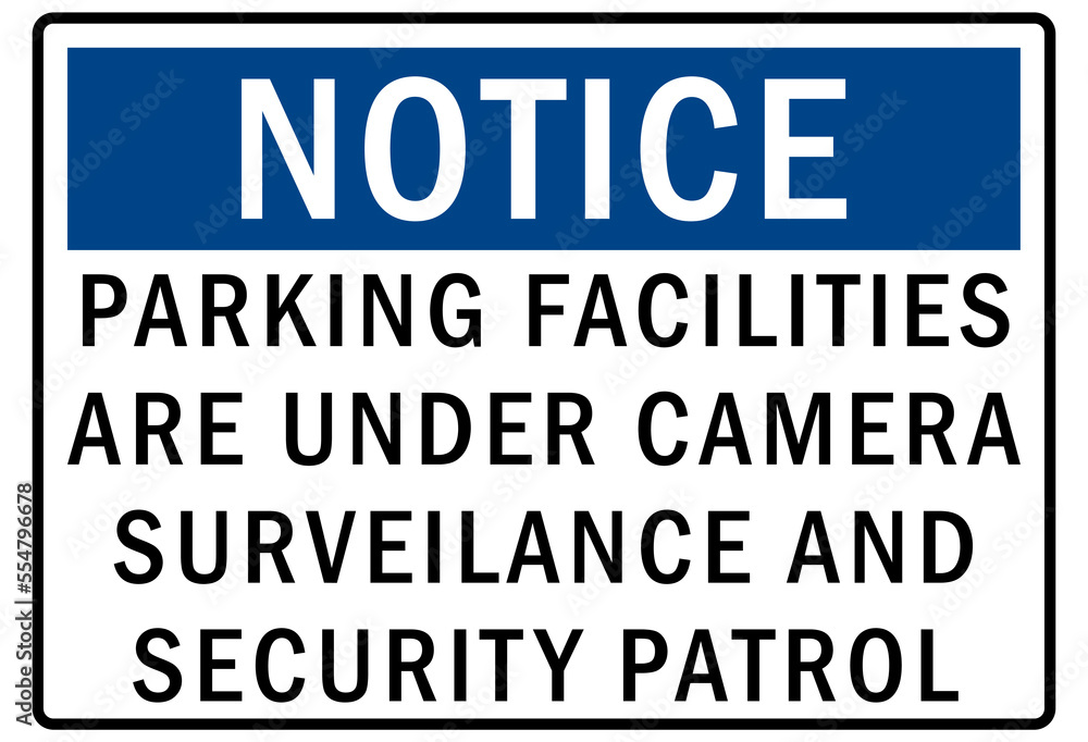 Parking lot sign and labels