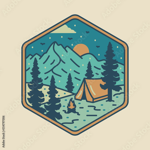 Camping and beauty sunrise graphic illustration vector art t-shirt design