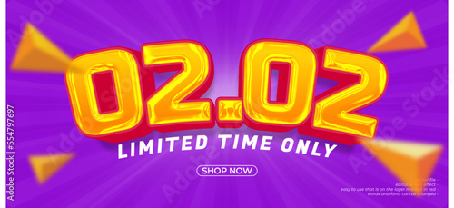 Wallpaper Mural 02.02 limited time only banner with 3D style editable text effect Torontodigital.ca