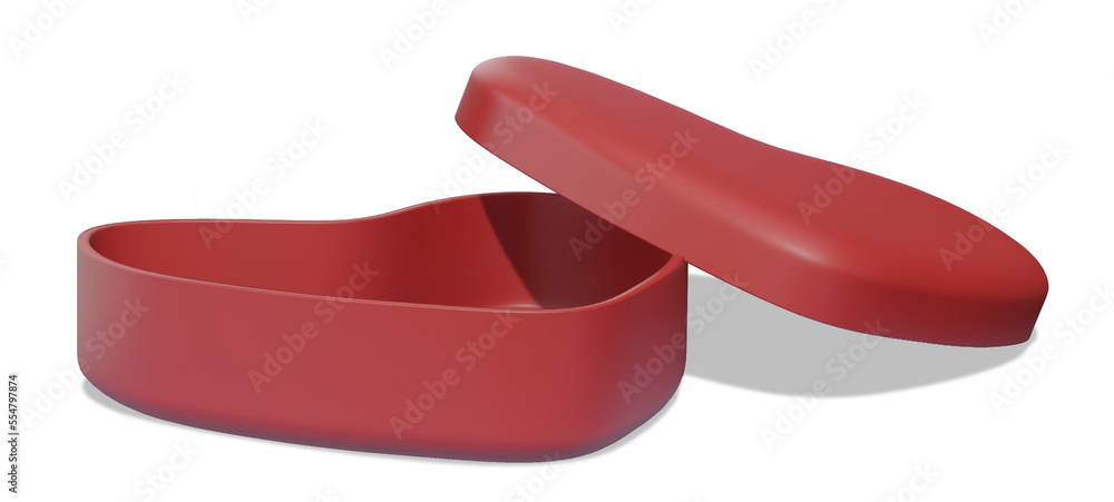 love valentine's gift plastic box with open lid for placing product item in 3d rendering icon love valentine's gift plastic box with open lid for placing product item in 3d rendering icon