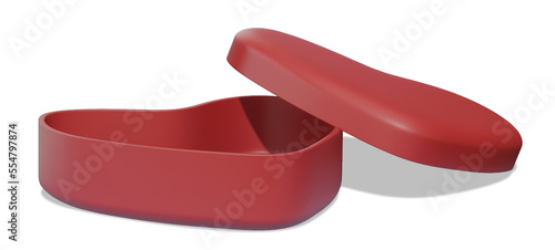 love valentine's gift plastic box with open lid for placing product item in 3d rendering icon
