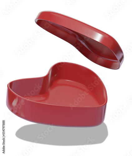 love valentine's gift plastic box with open lid for placing product item in 3d rendering icon