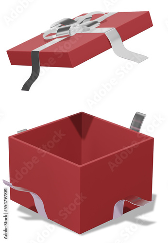 Valentine's Christmas gift. Birthday gift with love with opened box. Happy celebration present icon. 3D rendering