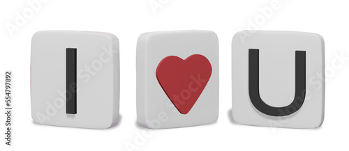 I love u you crossword piece puzzle for valentine's decoration 