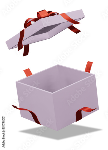 Valentine's Christmas gift. Birthday gift with love with opened box. Happy celebration present icon. 3D rendering