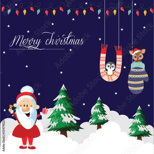 Christmas celebration with Santa and New year gifts