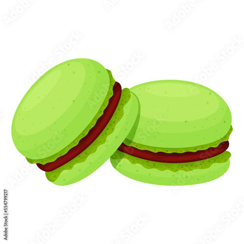 Two matcha macaroon with chocolate cream, matcha macaroon, dessert, food clipart  