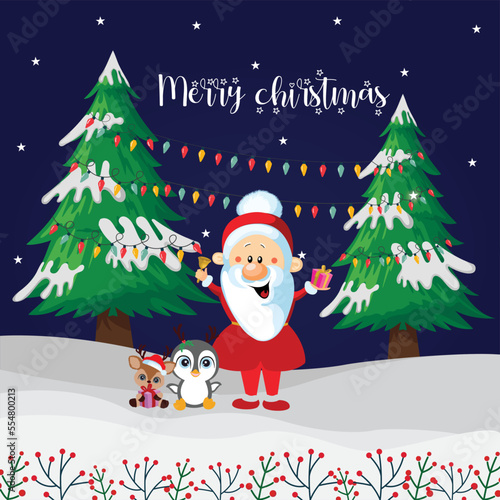 Christmas celebration with Santa and New year gifts
