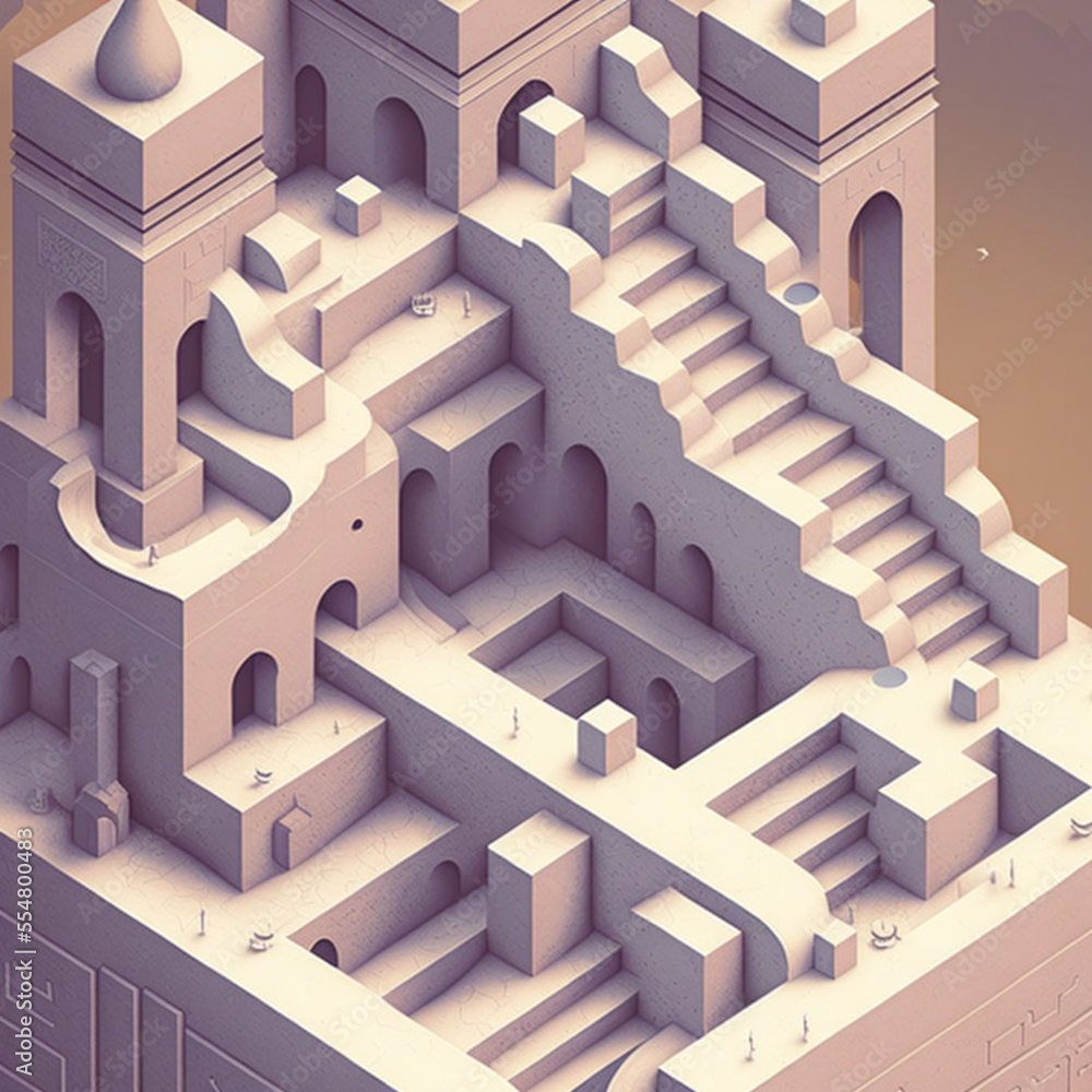 Naklejka premium Isometric Game Level Map Render