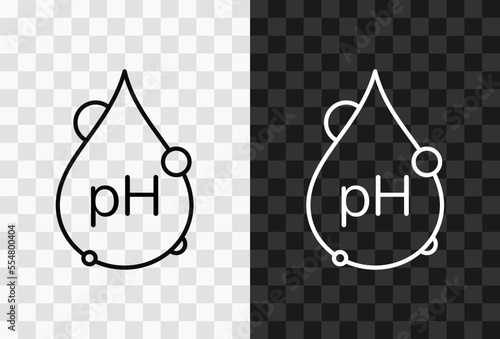 Ph, high quality vector editable line icon. Ph outline icon isolated on dark and light transparent backgrounds for UI design.