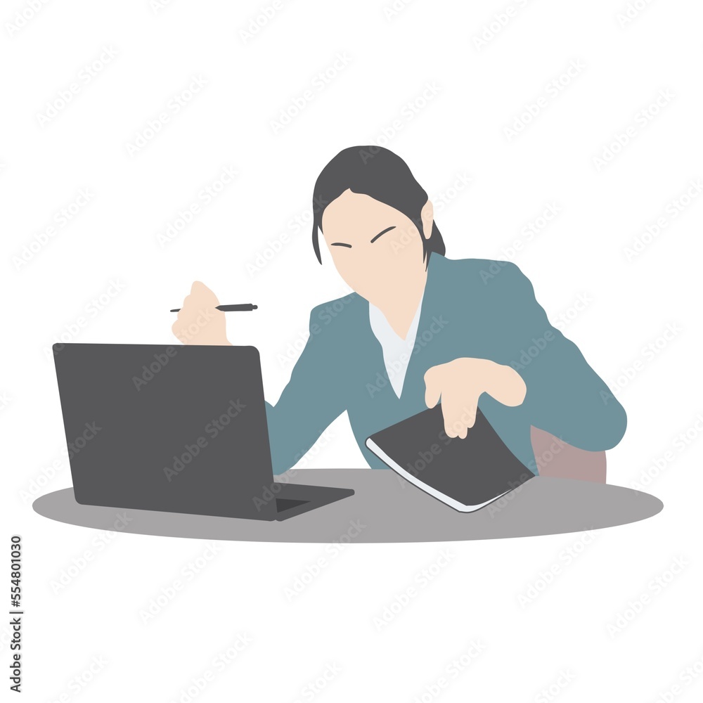 very busy looking business woman working in front of laptop very busy looking business woman working in front of laptop