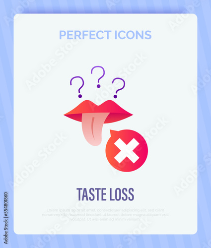 Taste loss, anosmia thin line icon. Long covid. Vector illustration.