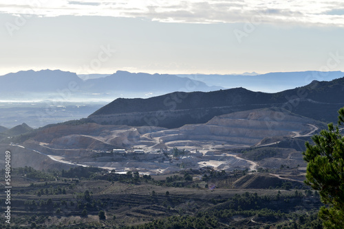 A panoramic view of an open cast mine in Spain