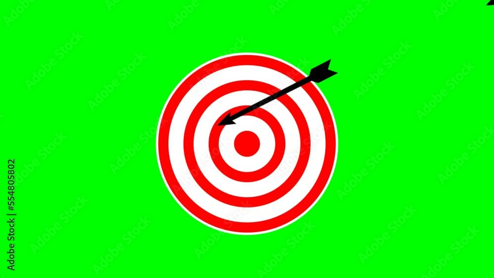 2D Target goal archery icon with white and green background. Marketing targeting strategy symbol. Archery or goal strategy. The colorful icon in the circle button. Marketing animated goal target icon.