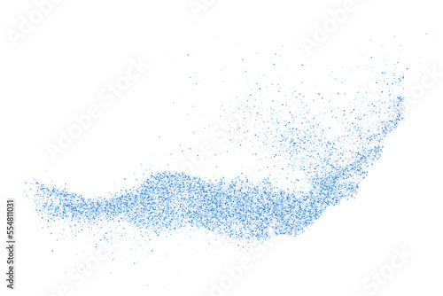 Abstract Splashes Of Water On White Background. Frozen Motion Of Round Drops. Rain, Snow Overlay Texture. Blue Explosion Of Confetti. Design Element. Vector Illustration, EPS 10.
