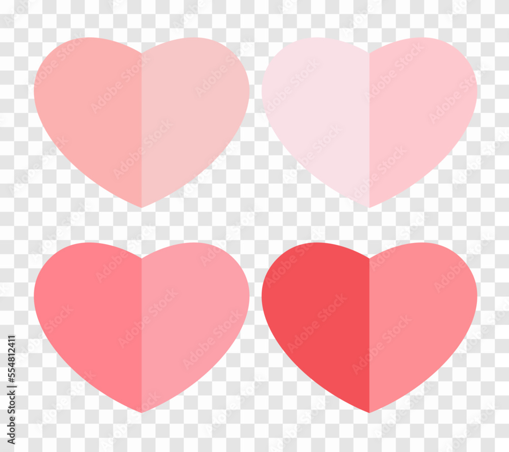 Set of pink heart in soft pastel color on transparency background, die-cut heart shape design on removed background, use for cosmetic product display and valentines concepts. Set of pink heart in soft pastel color on transparency background, die-cut heart shape design on removed background, use for cosmetic product display and valentines concepts.