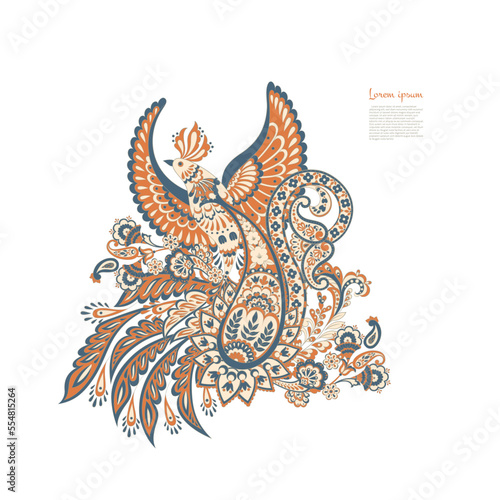 Paisley isolated. Card with paisley isolated for design. Floral vector pattern. Embroidery floral vector pattern.