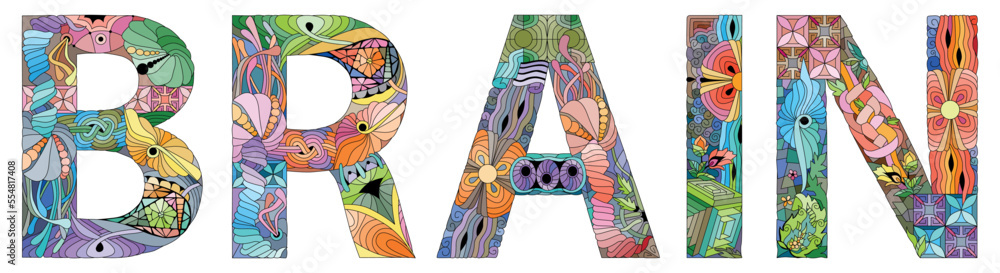 Fototapeta premium Word BRAIN. Vector zentangle object for decoration