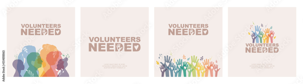 Volunteers Needed banners. - obrazy, fototapety, plakaty 
