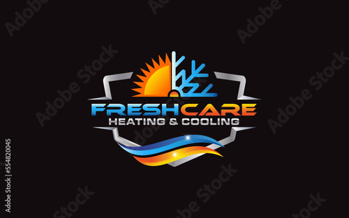 Illustration graphic vector of plumbing, heating, and cooling service company logo design template.