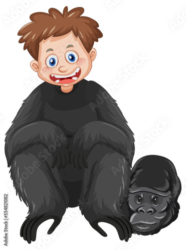 Boy wearing gorilla costume