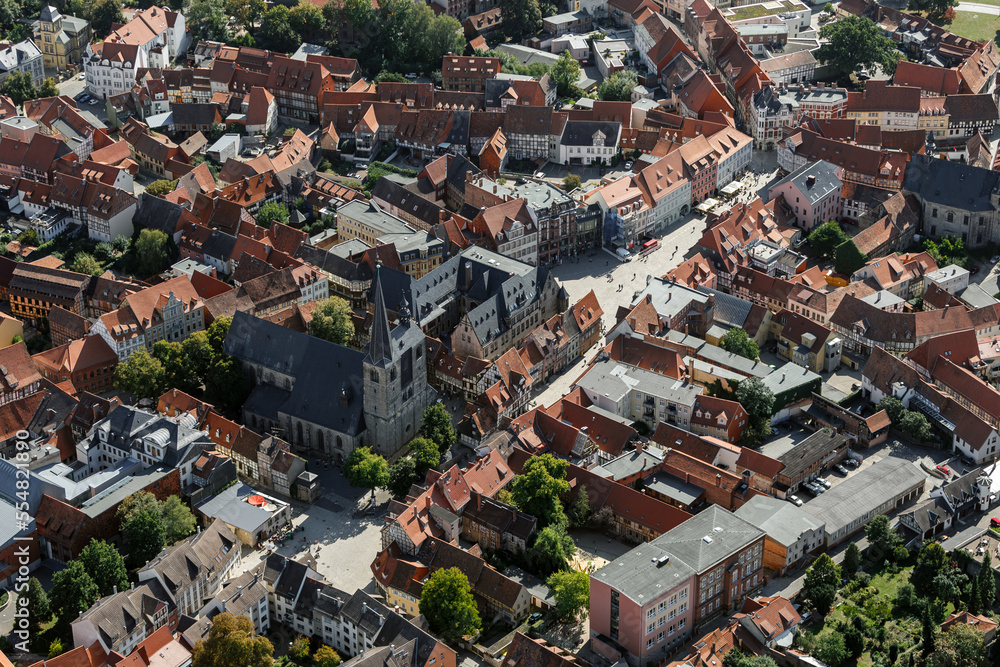 Luftbild Marlt Quedlinburg mit Marktkirche