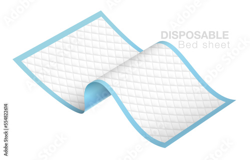 Disposable bed sheets for bedridden patients Used to prevent adult feces and dirt. At the patient's bed left incontinence pads on a white background. Realistic vector file.