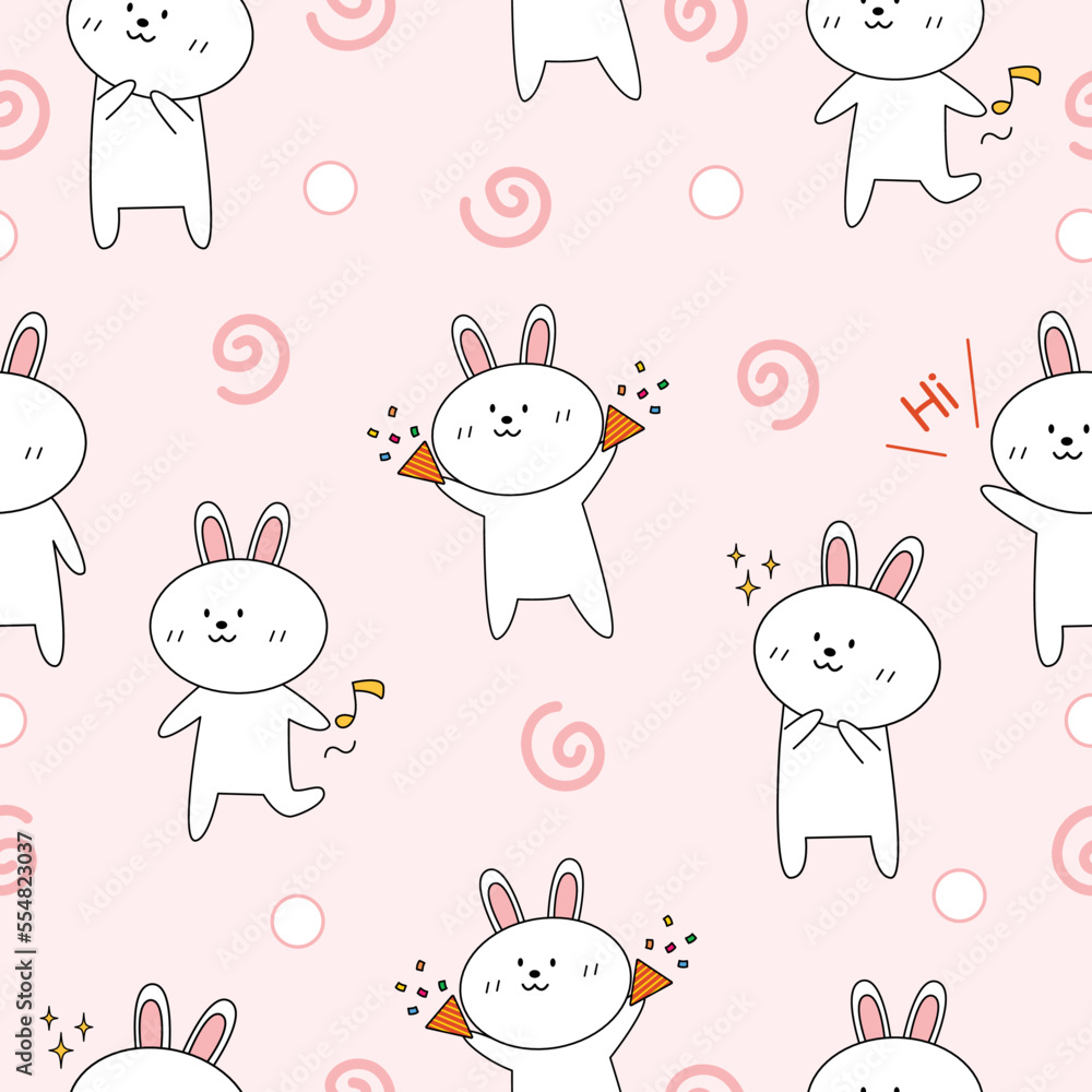 Cute rabbit seamless pattern pink background. Vector illustration Cute rabbit seamless pattern pink background. Vector illustration