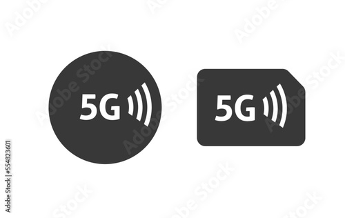 5g lte icon logo blak white pictogram clipart vector, network cellular technology sim card and round circle icon silhouette design image