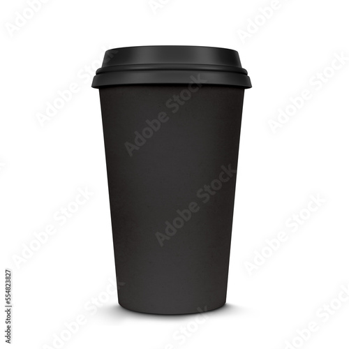 Black cup of coffee object