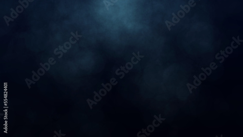 Blue smoke on dark background. Dynamic abstract fog. 3D rendering.