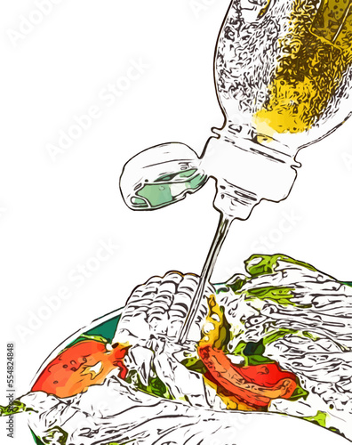 salad dressing, vegetable oil vector