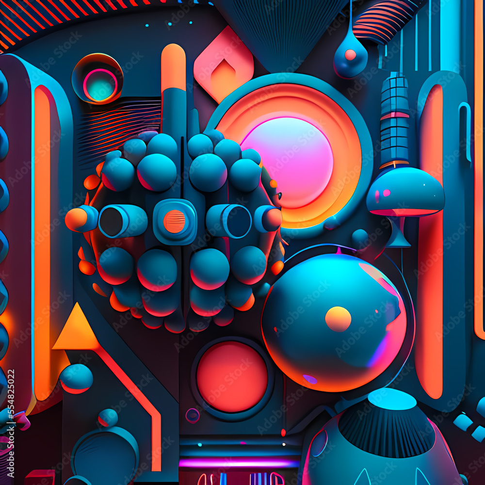 Obraz premium Modern Fantastic Illustration: A Dreamlike Scene of colorful Fantasy and detailed Glow
