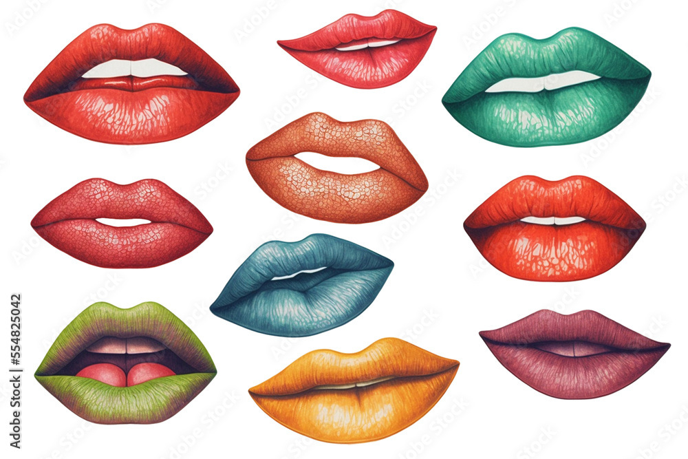 Obraz premium Cartoon Lippen, freigestellt auf transparentem Hintergrund, PNG