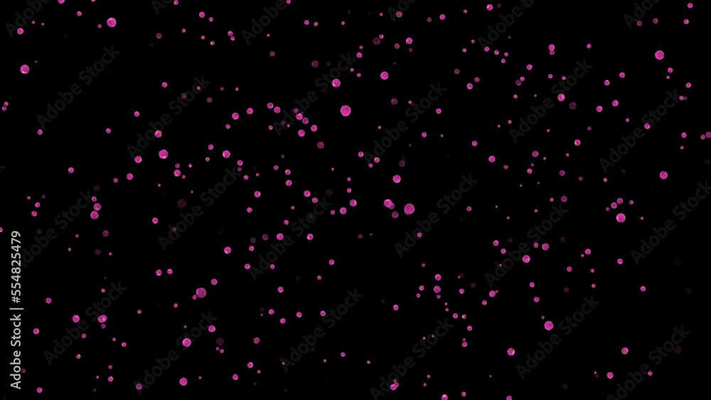 Volumetric 3d pink balls fly in space on black background with Alpha Channel. Abstract festive background for advertising, congratulations, text. Scientific concept. 3D animation Volumetric 3d pink balls fly in space on black background with Alpha Channel. Abstract festive background for advertising, congratulations, text. Scientific concept. 3D animation