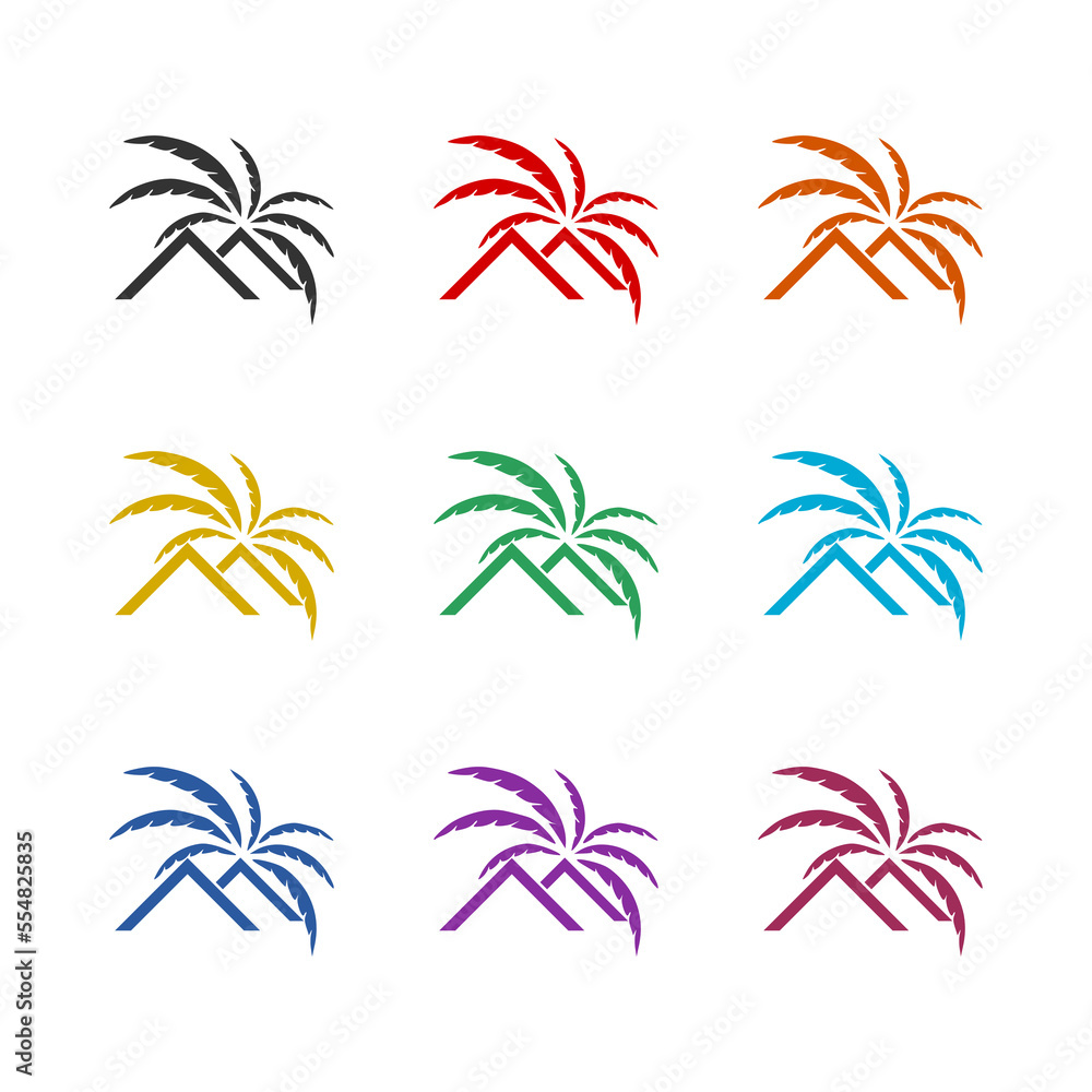 Beach house logo icon isolated on white background. Set icons colorful