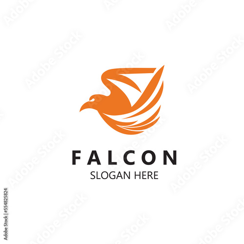 Falcon logo design image, silhouette eagle template illustration