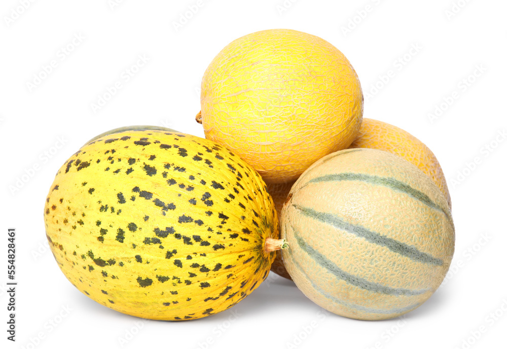 Tasty colorful ripe melons on white background Tasty colorful ripe melons on white background